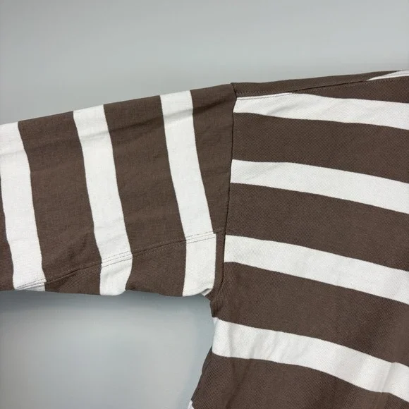 AYR The Early Mornings Striped Top Womens M Brown Ivory - Picture 5 of 12